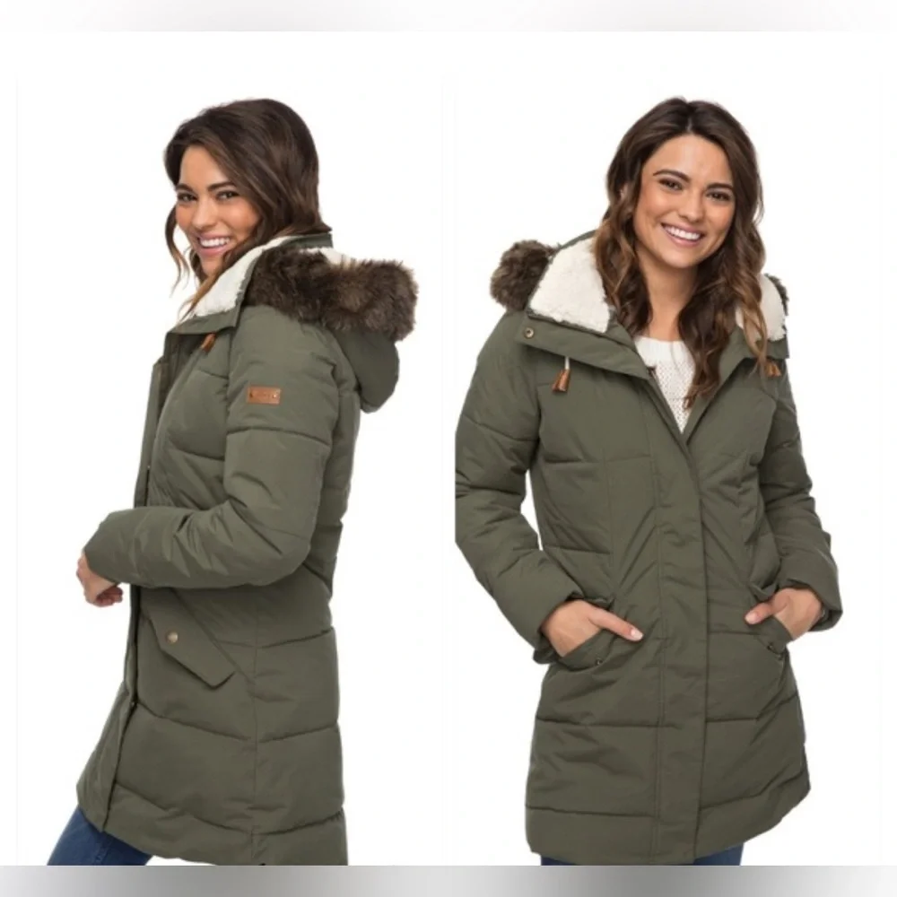 Roxy Ellie Hooded Waterproof Puffer Jacket Sz Small (no fur included) - Picture 1 of 8